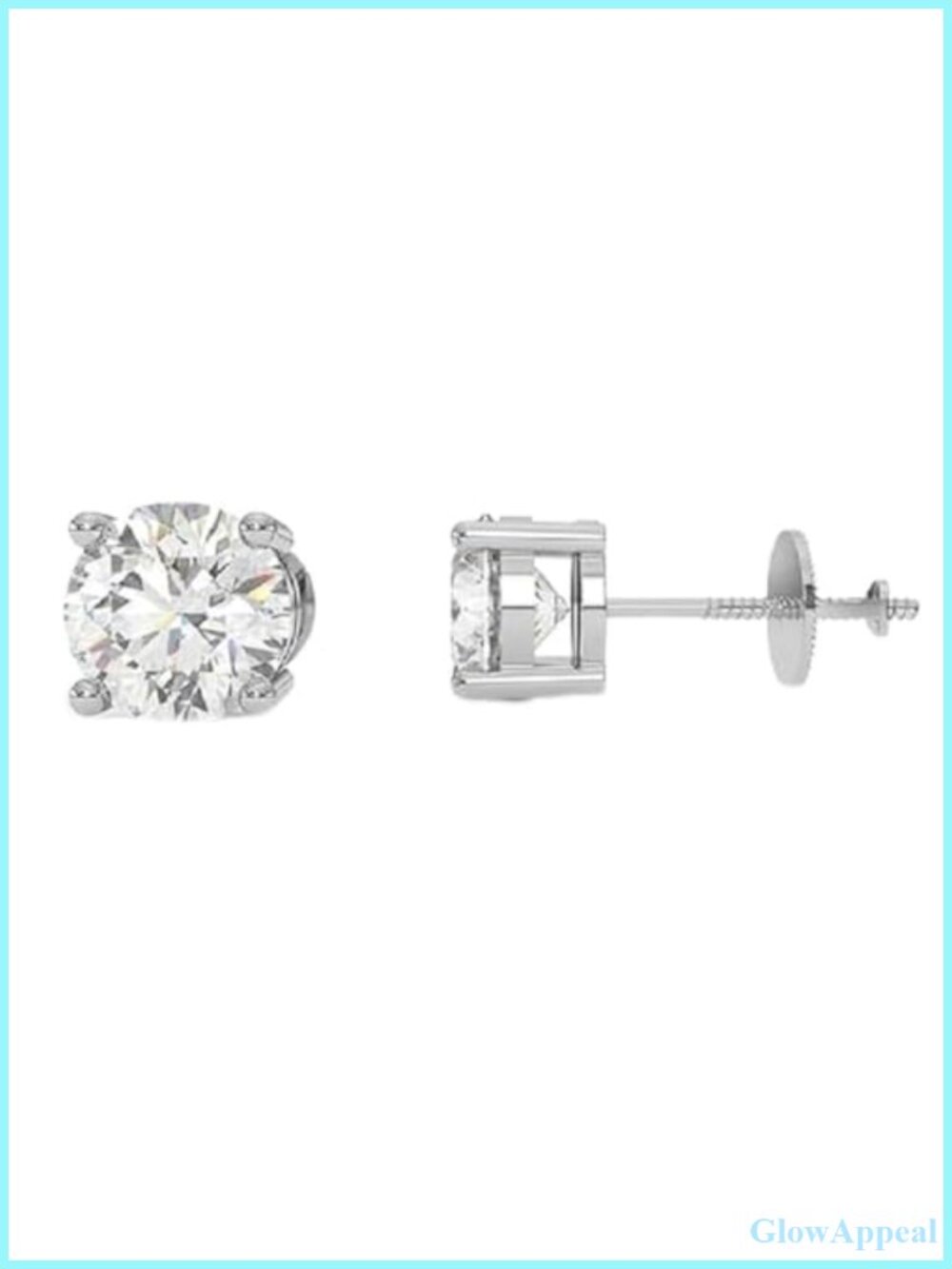 1 Ct Round Lab Grown Diamond Stud Earrings 14k White Gold Women's